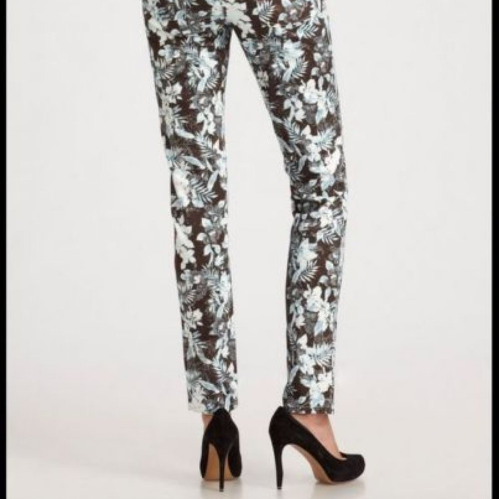 Alexander Wang New JEANS Leaf Print Black Blue Multi Women's 28 NWT 🎉HP - Picture 4 of 9